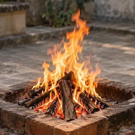 Flames rising from an Agni-kuṇḍa